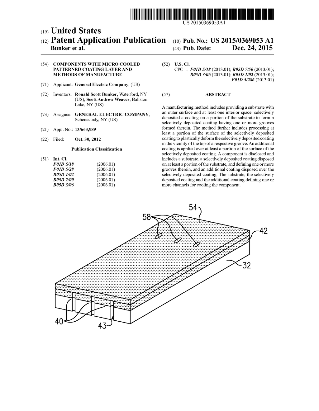 COMPONENTS WITH MICRO COOLED PATTERNED COATING LAYER AND METHODS OF     MANUFACTURE - diagram, schematic, and image 01