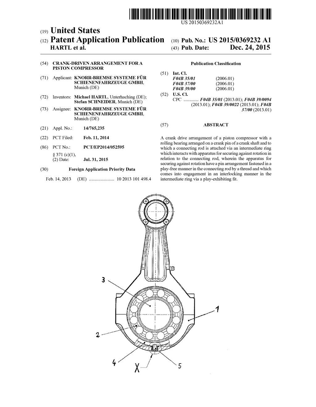 CRANK-DRIVEN ARRANGEMENT FOR A PISTON COMPRESSOR - diagram, schematic, and image 01