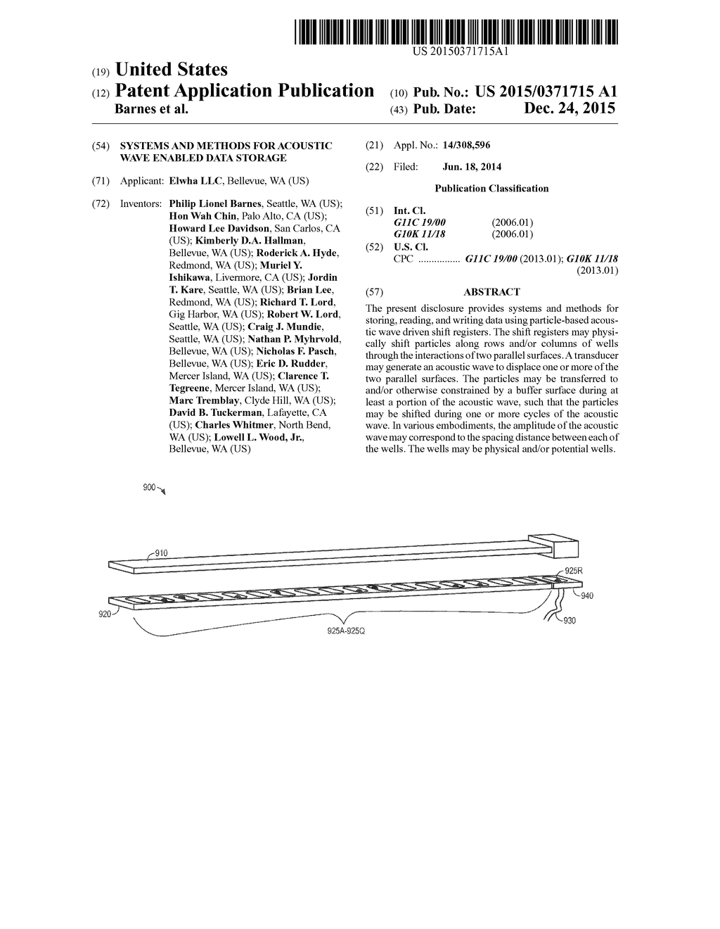 SYSTEMS AND METHODS FOR ACOUSTIC WAVE ENABLED DATA STORAGE - diagram, schematic, and image 01