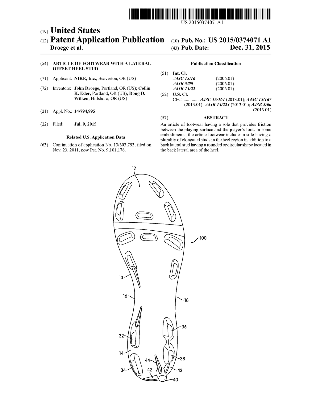 Article Of Footwear With A Lateral Offset Heel Stud - diagram, schematic, and image 01
