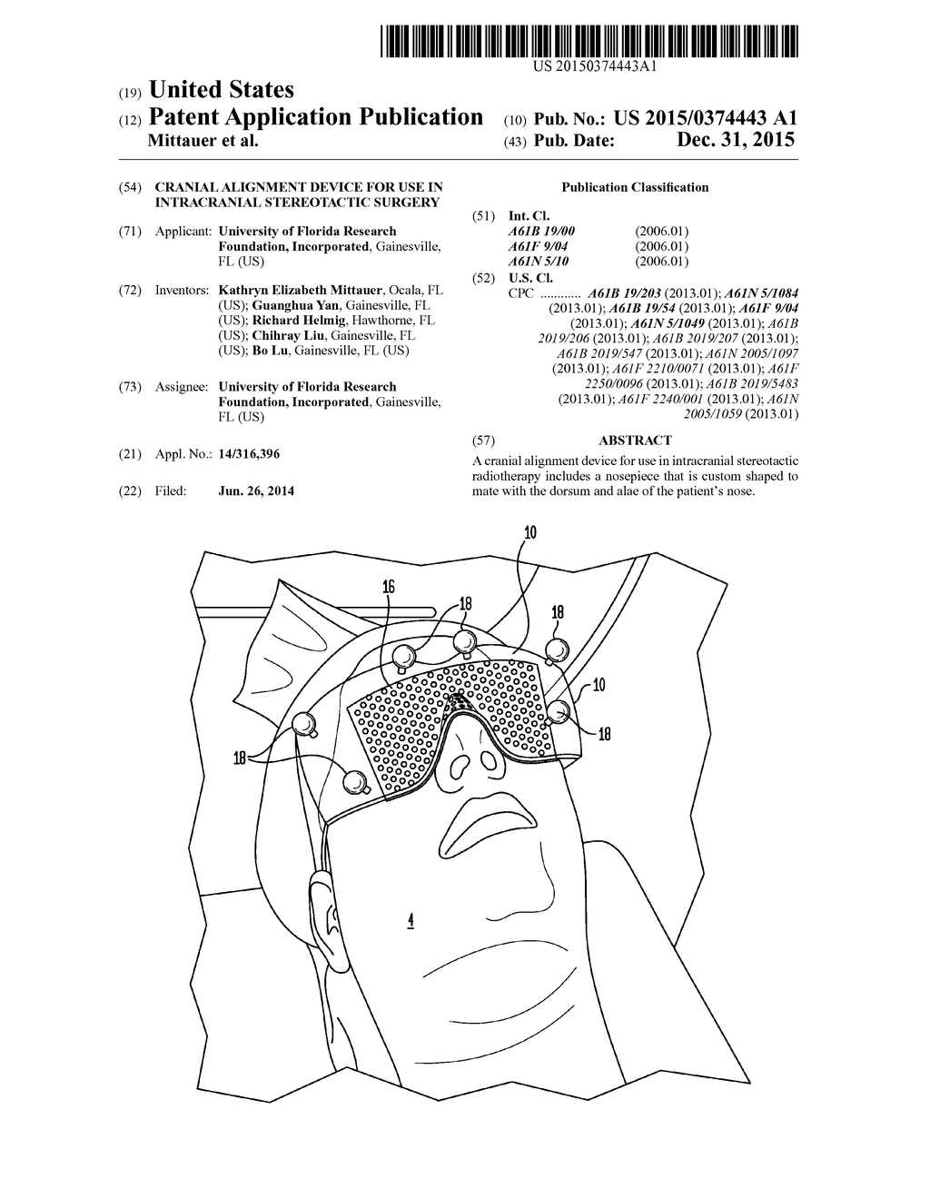 CRANIAL ALIGNMENT DEVICE FOR USE IN INTRACRANIAL STEREOTACTIC SURGERY - diagram, schematic, and image 01