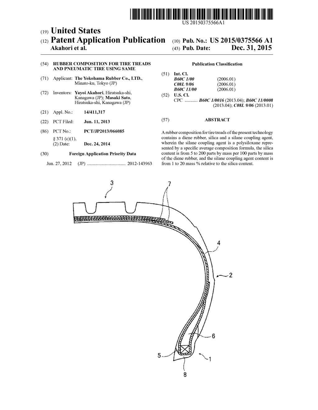 Rubber Composition for Tire Treads and Pneumatic Tire Using Same - diagram, schematic, and image 01