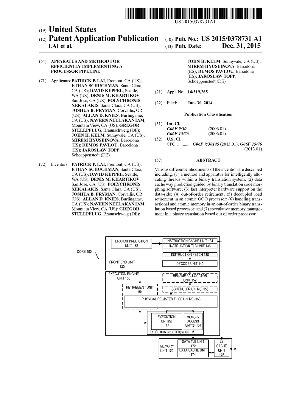 APPARATUS AND METHOD FOR EFFICIENTLY IMPLEMENTING A PROCESSOR PIPELINE - diagram, schematic, and image 01