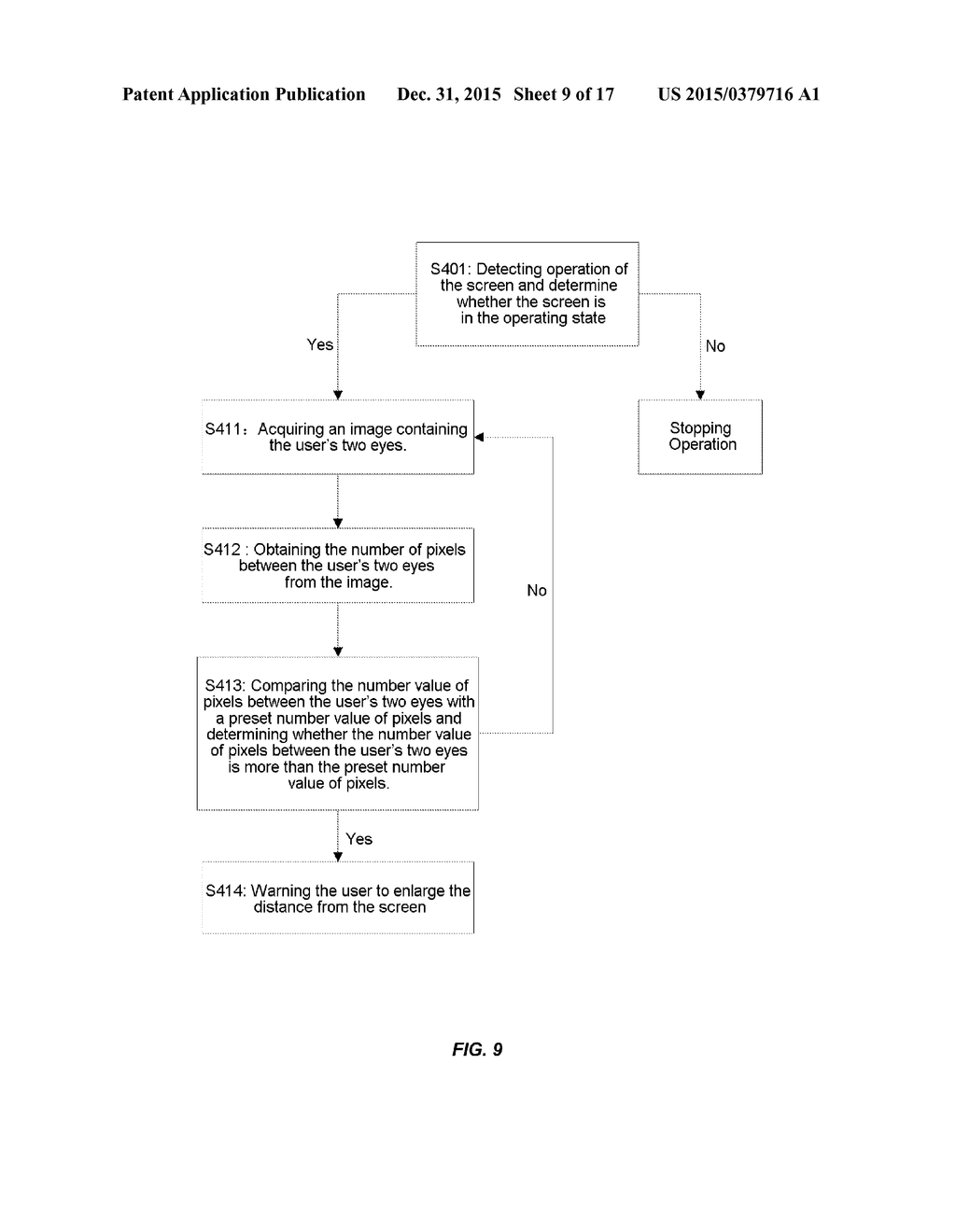 METHOD FOR WARNING A USER ABOUT A DISTANCE BETWEEN USER' S EYES AND A     SCREEN - diagram, schematic, and image 10