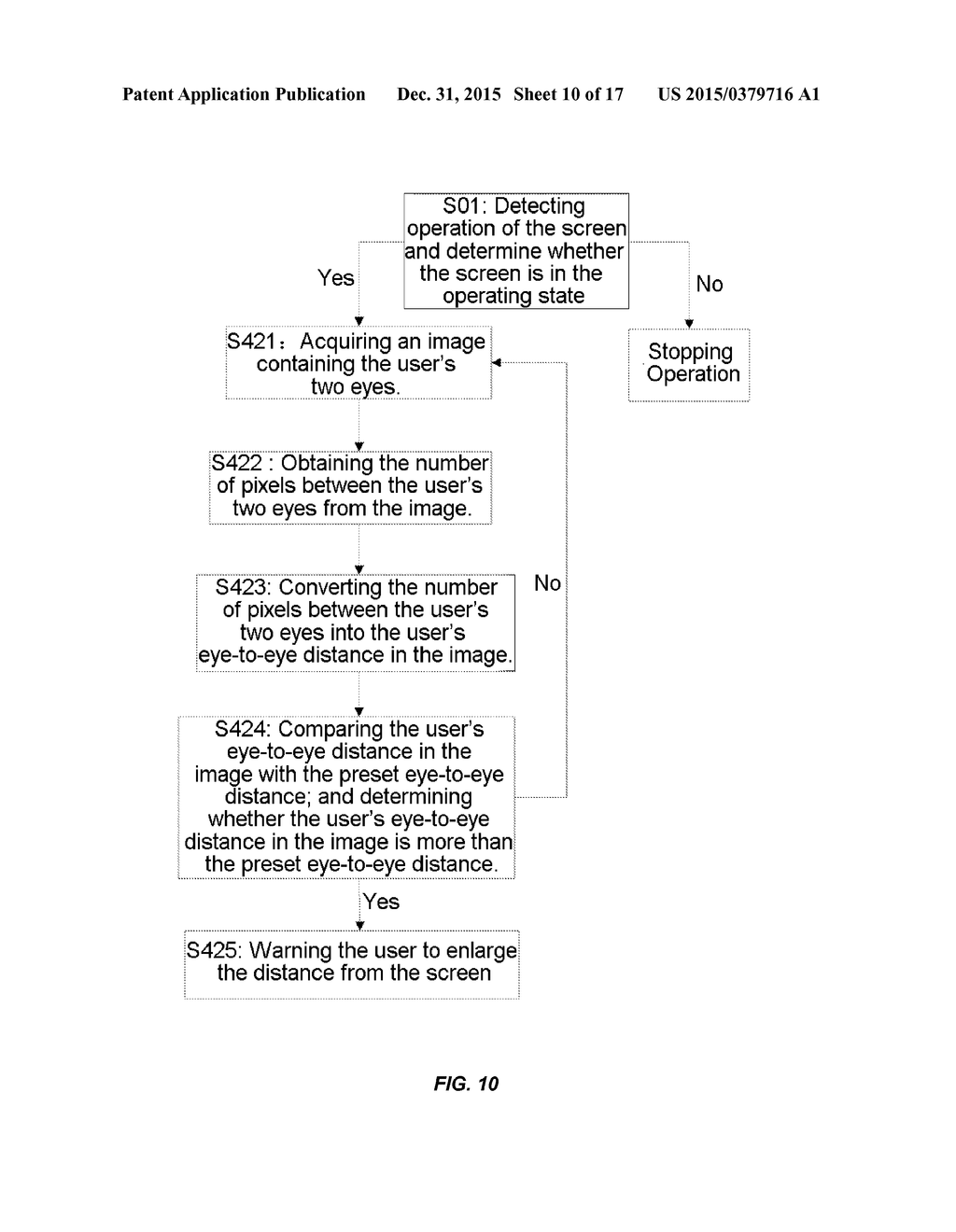 METHOD FOR WARNING A USER ABOUT A DISTANCE BETWEEN USER' S EYES AND A     SCREEN - diagram, schematic, and image 11