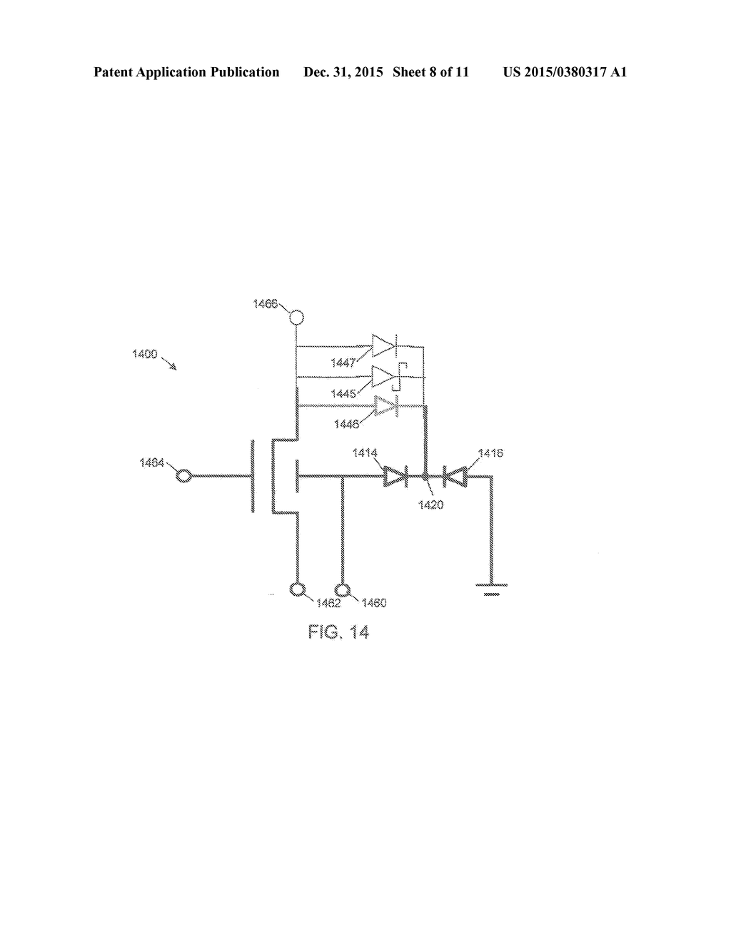 SEMICONDUCTOR DEVICE AND DRIVER CIRCUIT WITH DRAIN AND ISOLATION STRUCTURE     INTERCONNECTED THROUGH A DIODE CIRCUIT, AND METHOD OF MANUFACTURE THEREOF - diagram, schematic, and image 09