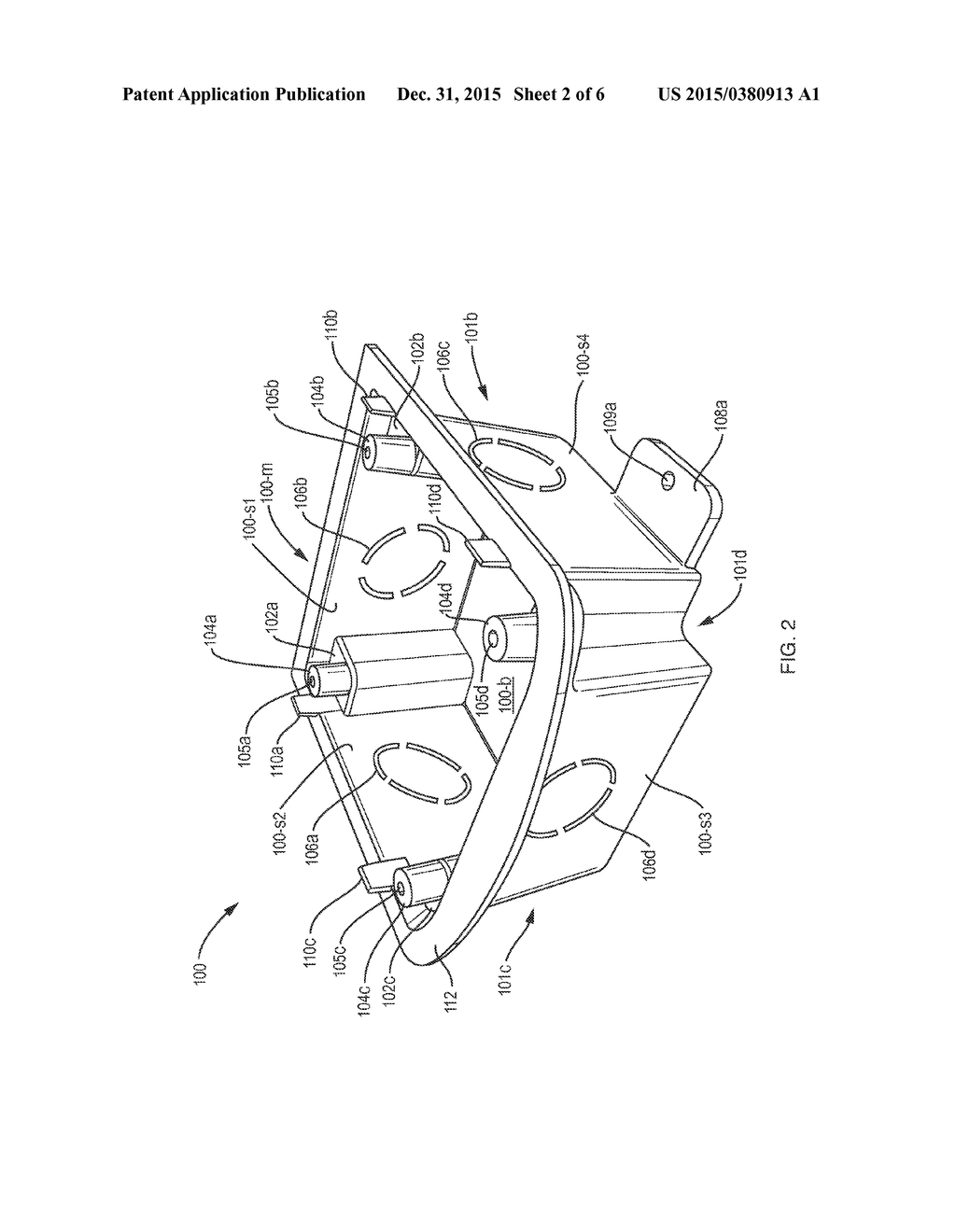 BACK BOX WITH MOUNTING POSTS PROJECTING FROM RECESSED PORTIONS IN     SIDEWALLS - diagram, schematic, and image 03