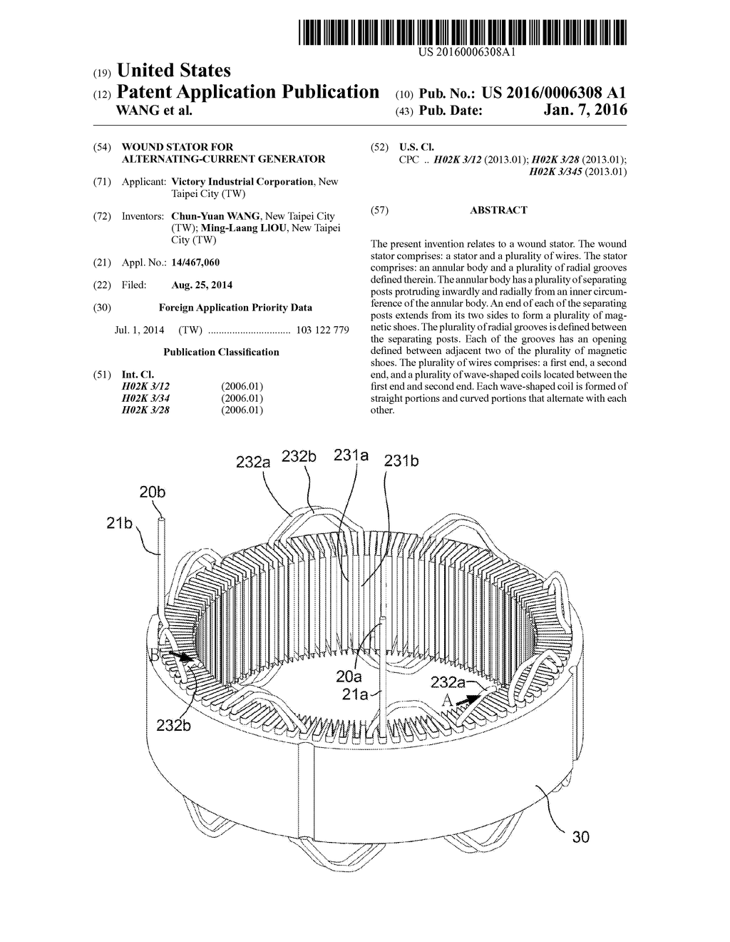 Wound Stator for Alternating-Current Generator - diagram, schematic, and image 01