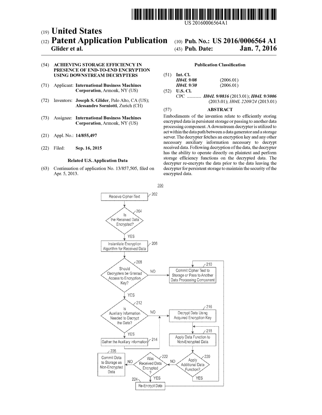 ACHIEVING STORAGE EFFICIENCY IN PRESENCE OF END-TO-END ENCRYPTION USING     DOWNSTREAM DECRYPTERS - diagram, schematic, and image 01