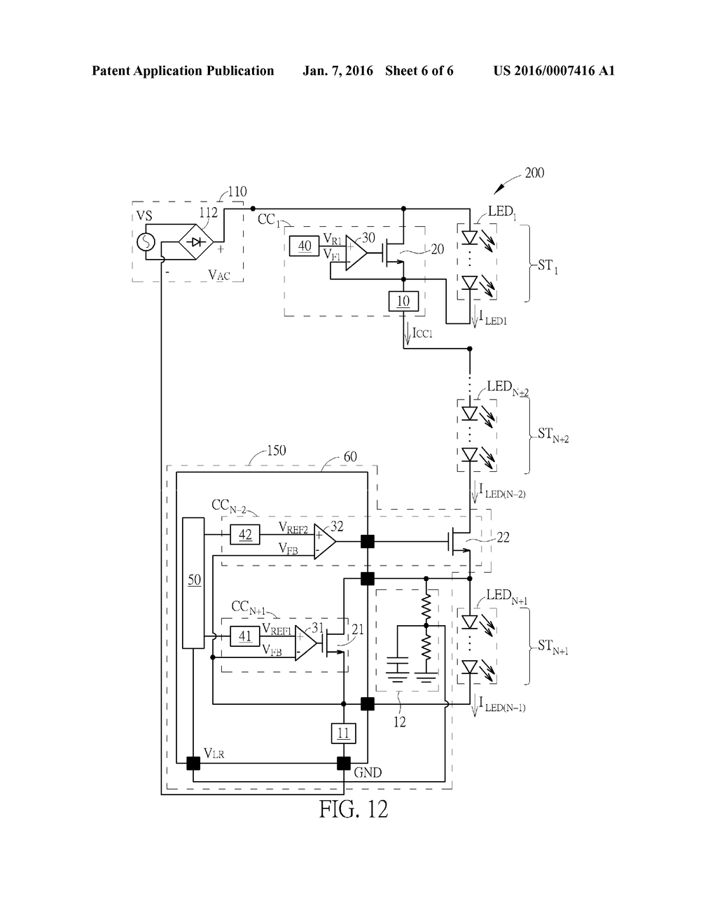 LIGHT-EMITTING DIODE LIGHTING DEVICE HAVING MULTIPLE DRIVING STAGES AND     LINE/LOAD REGULATION CONTROL - diagram, schematic, and image 07