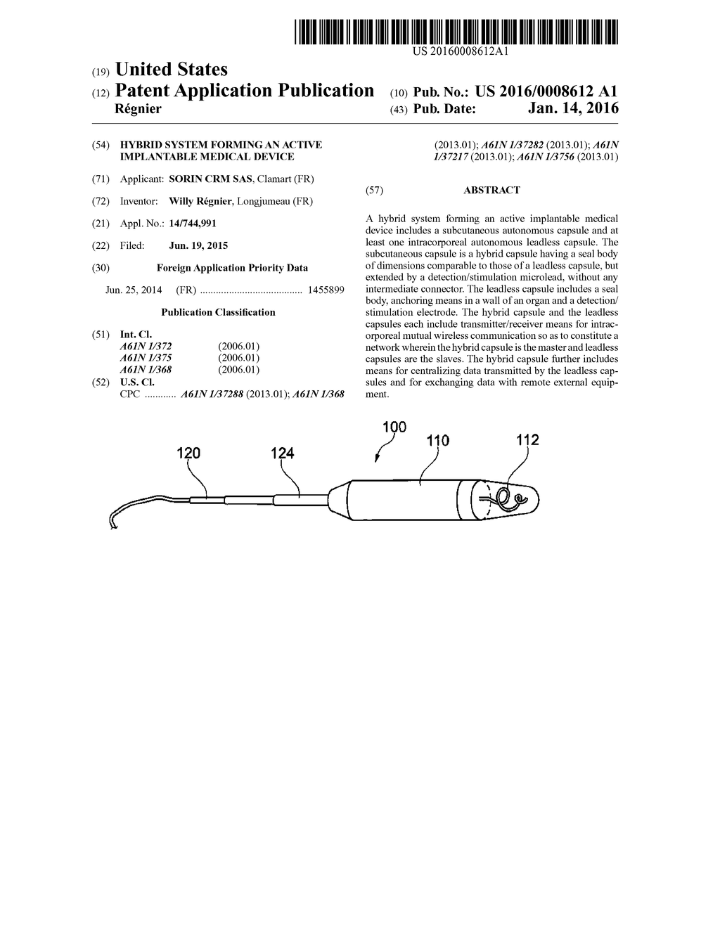 HYBRID SYSTEM FORMING AN ACTIVE IMPLANTABLE MEDICAL DEVICE - diagram, schematic, and image 01