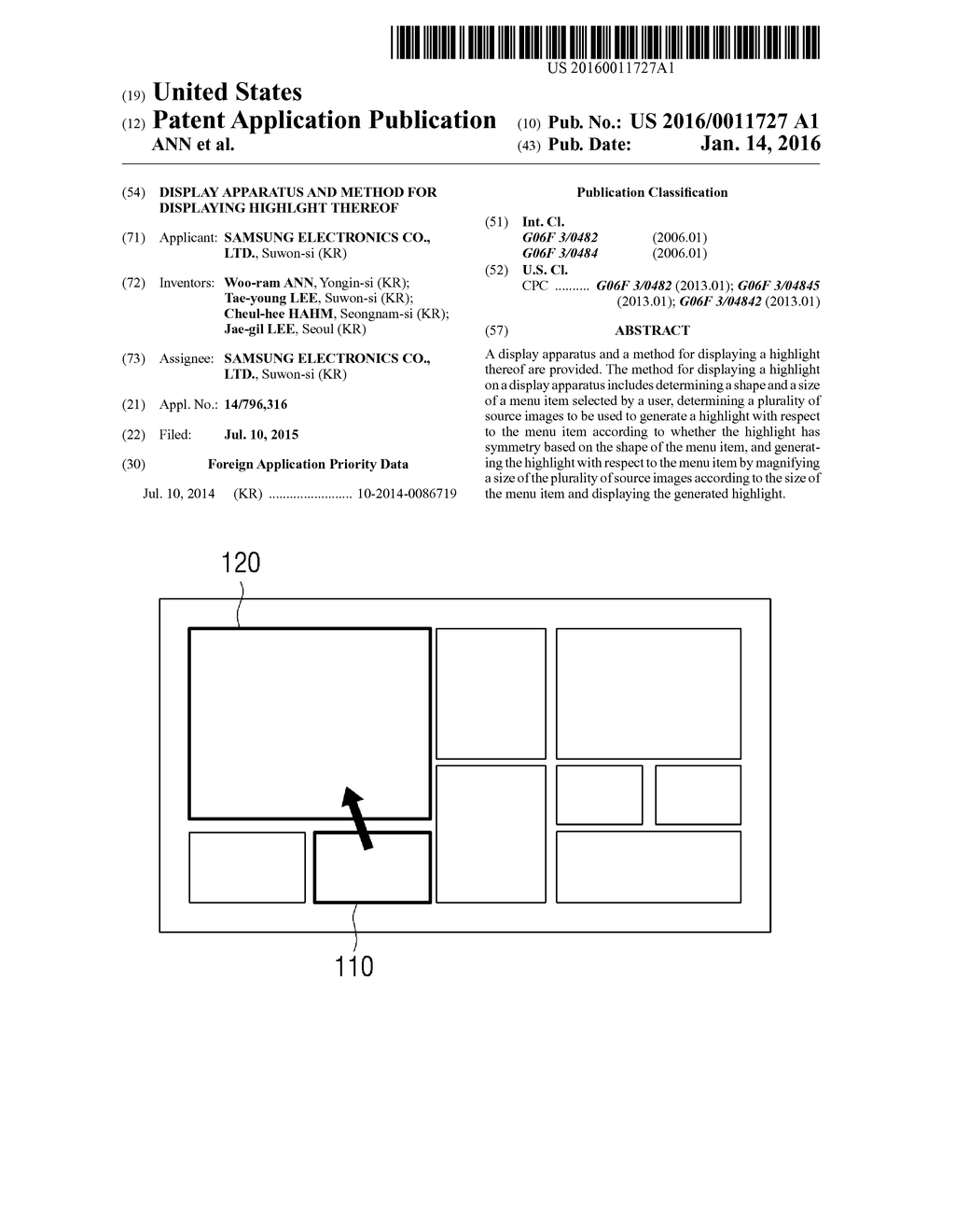 DISPLAY APPARATUS AND METHOD FOR DISPLAYING HIGHLGHT THEREOF - diagram, schematic, and image 01