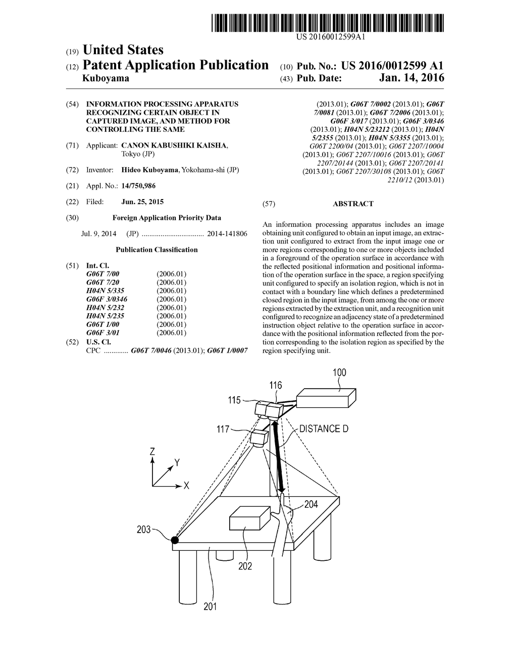 INFORMATION PROCESSING APPARATUS RECOGNIZING CERTAIN OBJECT IN CAPTURED     IMAGE, AND METHOD FOR CONTROLLING THE SAME - diagram, schematic, and image 01