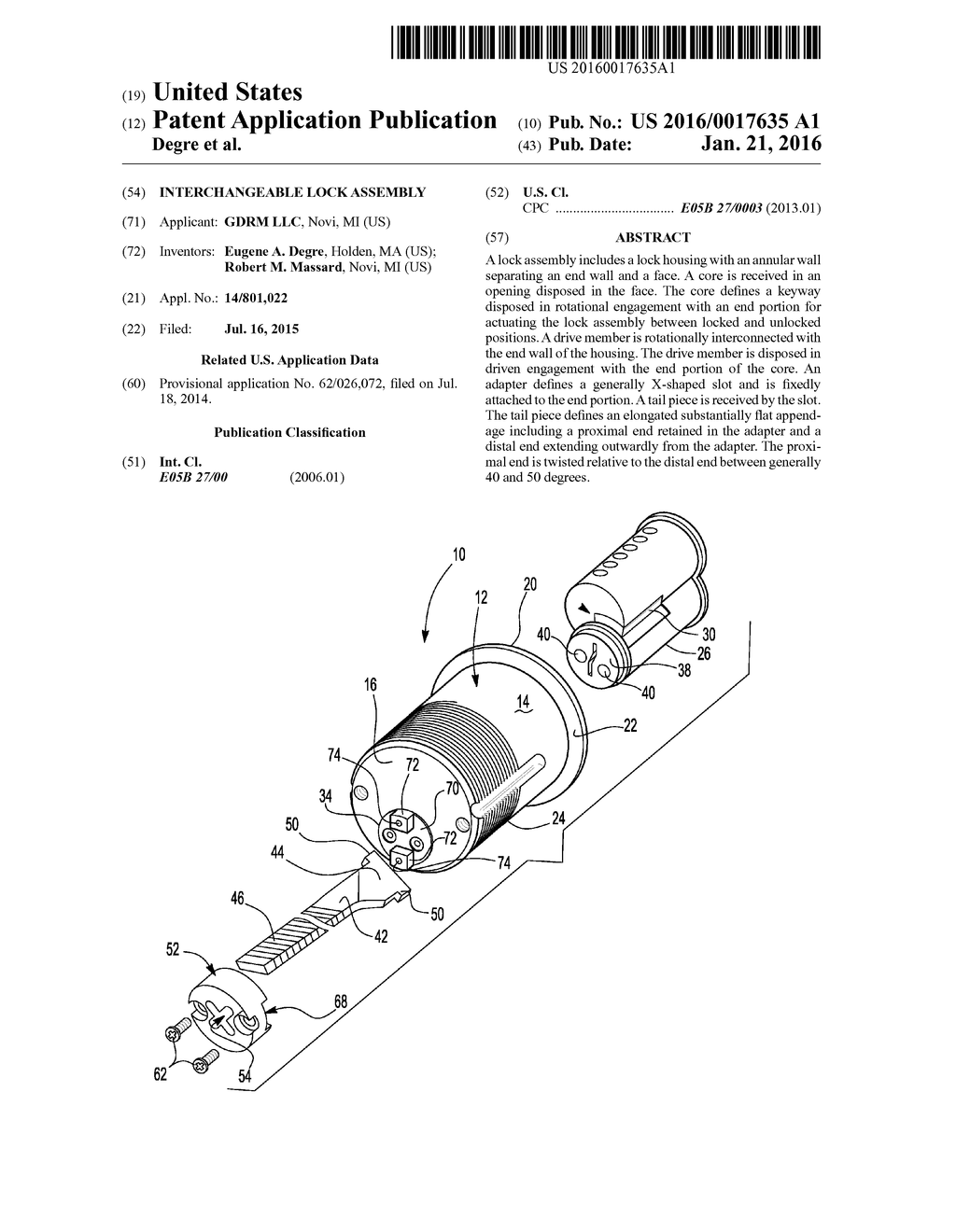 INTERCHANGEABLE LOCK ASSEMBLY - diagram, schematic, and image 01