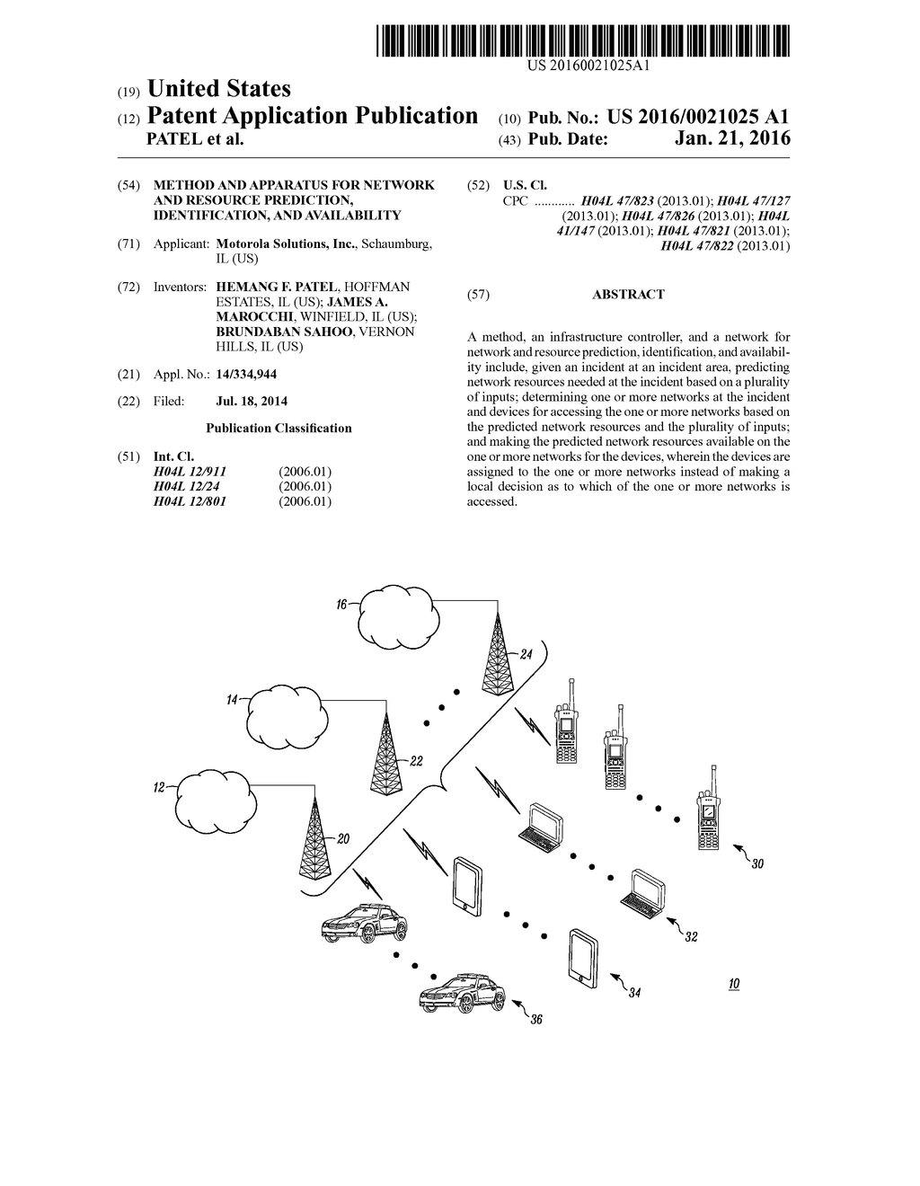 METHOD AND APPARATUS FOR NETWORK AND RESOURCE PREDICTION, IDENTIFICATION,     AND AVAILABILITY - diagram, schematic, and image 01