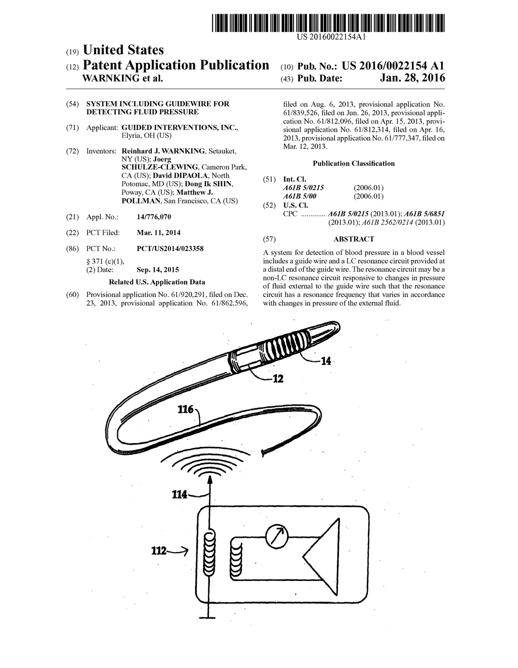 SYSTEM INCLUDING GUIDEWIRE FOR DETECTING FLUID PRESSURE - diagram, schematic, and image 01