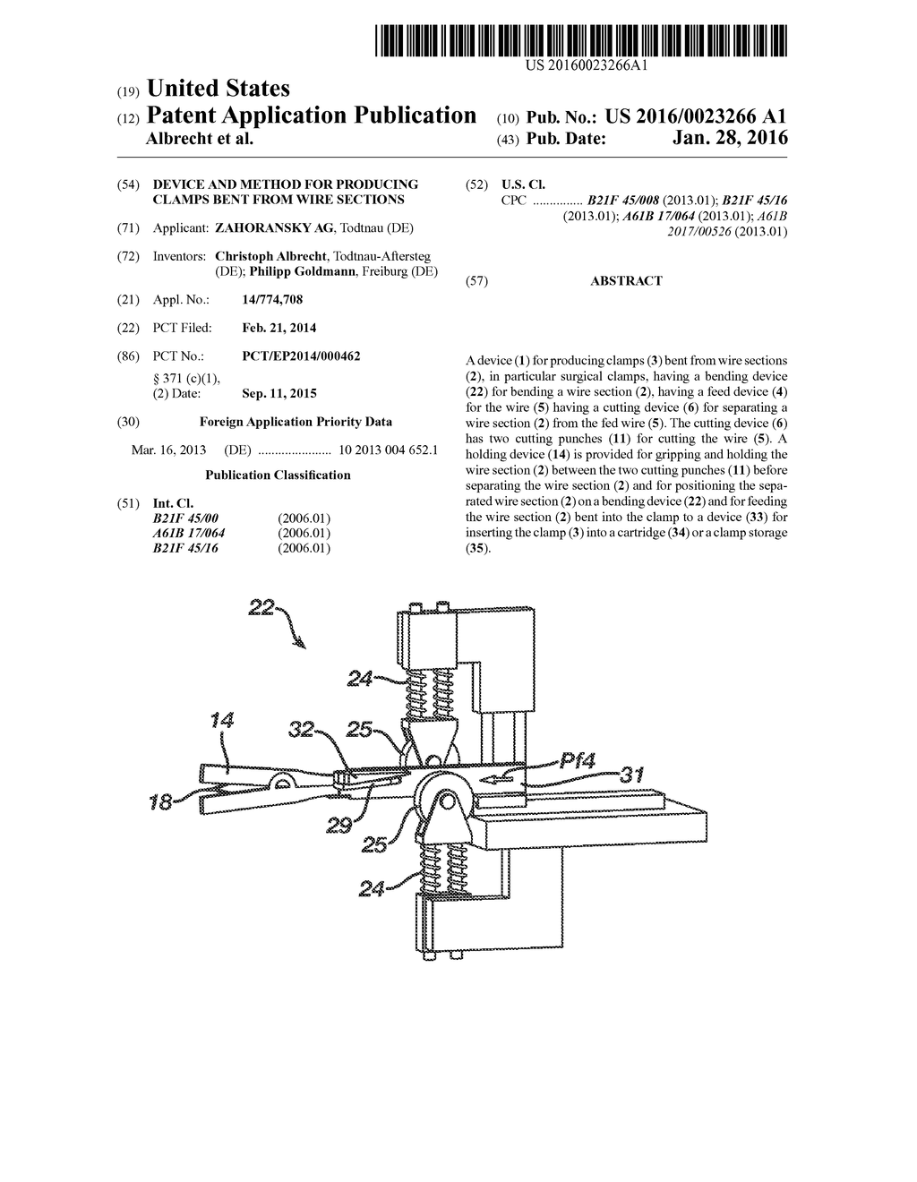 DEVICE AND METHOD FOR PRODUCING CLAMPS BENT FROM WIRE SECTIONS - diagram, schematic, and image 01