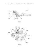 Spring biased lever for opening a moveable member of an adapter for a     flooring nail gun diagram and image