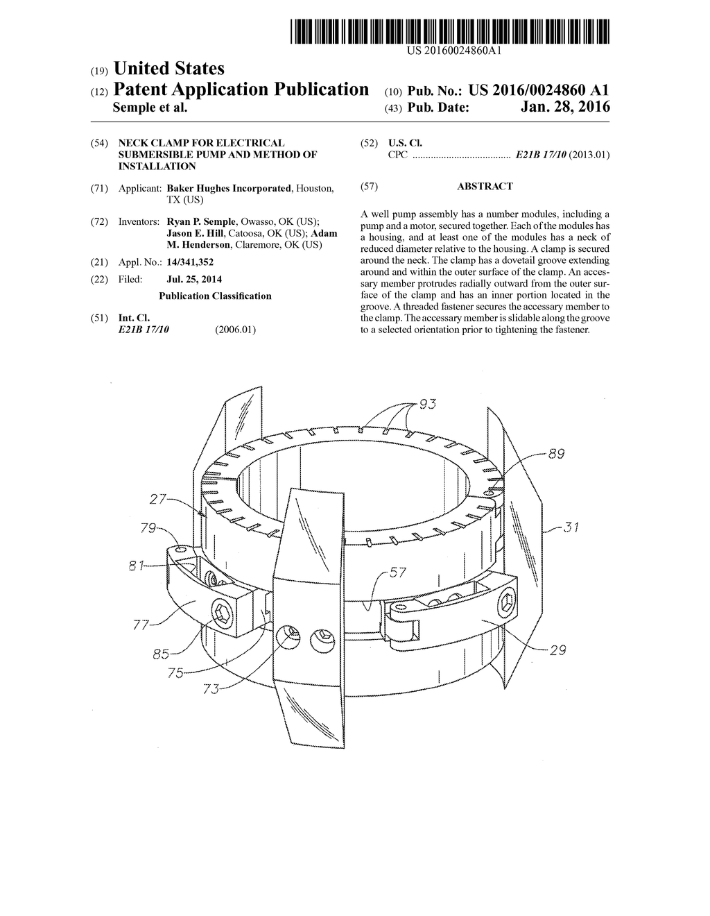 Neck Clamp for Electrical Submersible Pump and Method of Installation - diagram, schematic, and image 01