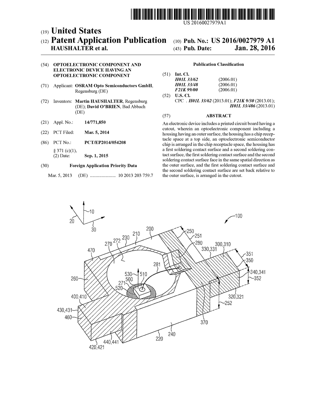 OPTOELECTRONIC COMPONENT AND ELECTRONIC DEVICE HAVING AN OPTOELECTRONIC     COMPONENT - diagram, schematic, and image 01