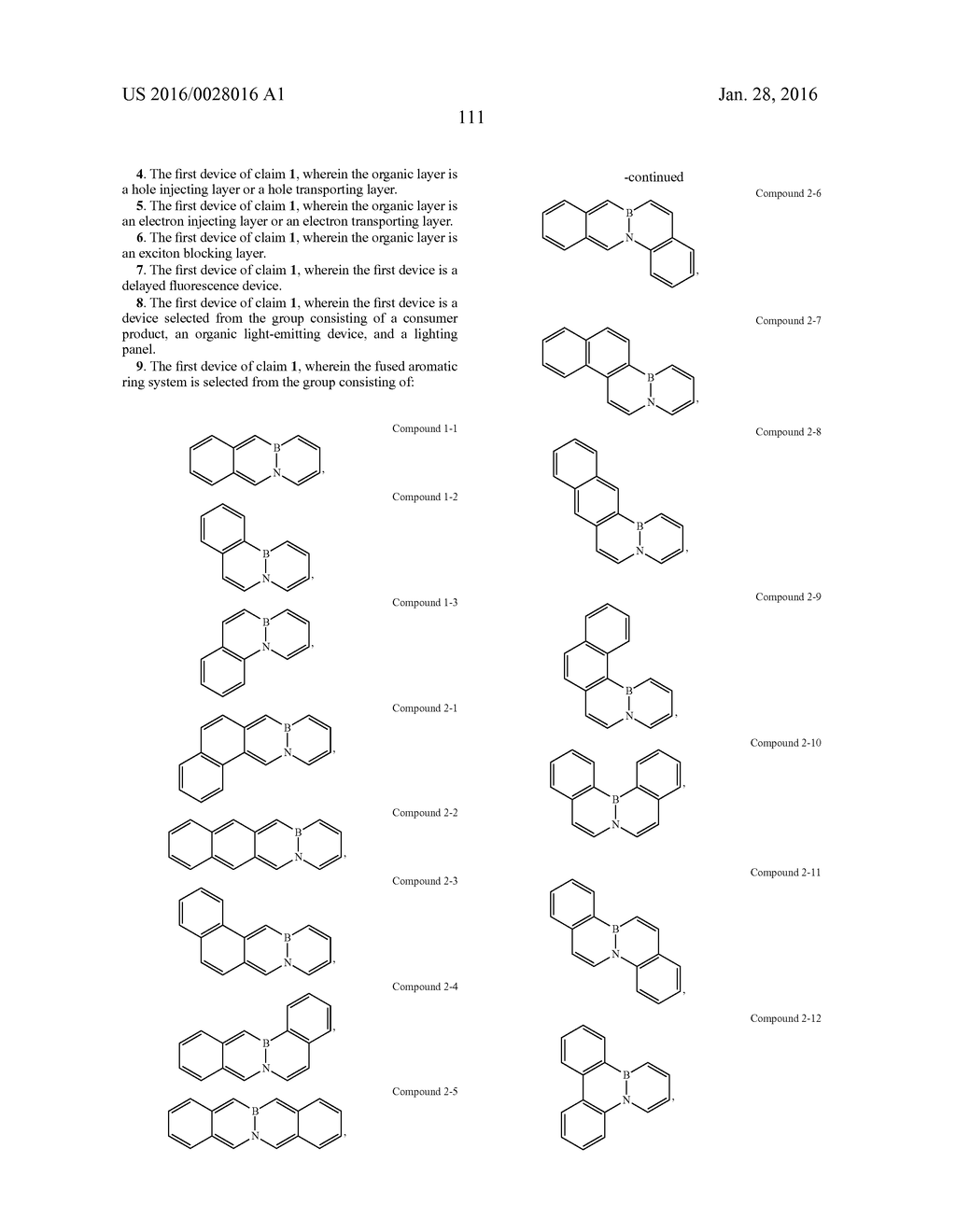 BORON-NITROGEN POLYAROMATIC COMPOUNDS AND THEIR USE IN OLEDS - diagram, schematic, and image 116