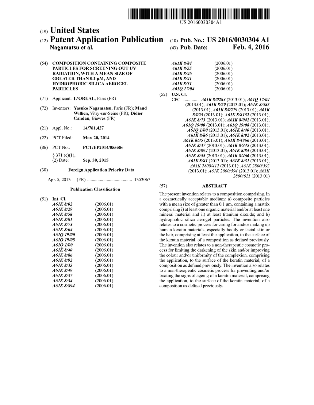 COMPOSITION CONTAINING COMPOSITE PARTICLES FOR SCREENING OUT UV RADIATION,     WITH A MEAN SIZE OF GREATER THAN 0.1 .mu.M, AND HYDROPHOBIC SILICA     AEROGEL PARTICLES - diagram, schematic, and image 01