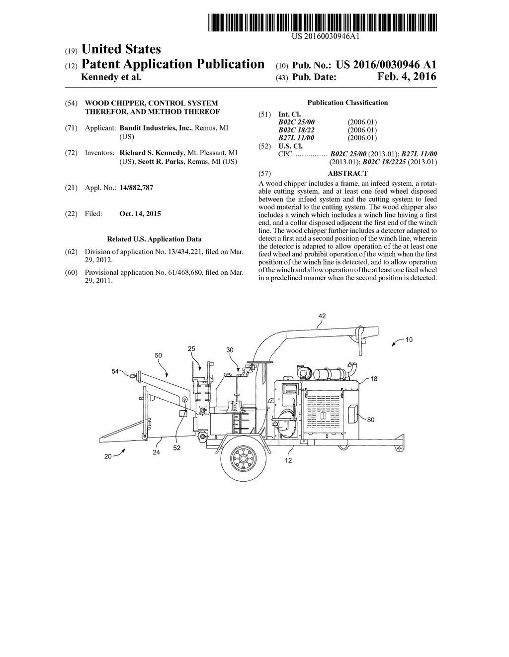 WOOD CHIPPER, CONTROL SYSTEM THEREFOR, AND METHOD THEREOF - diagram, schematic, and image 01