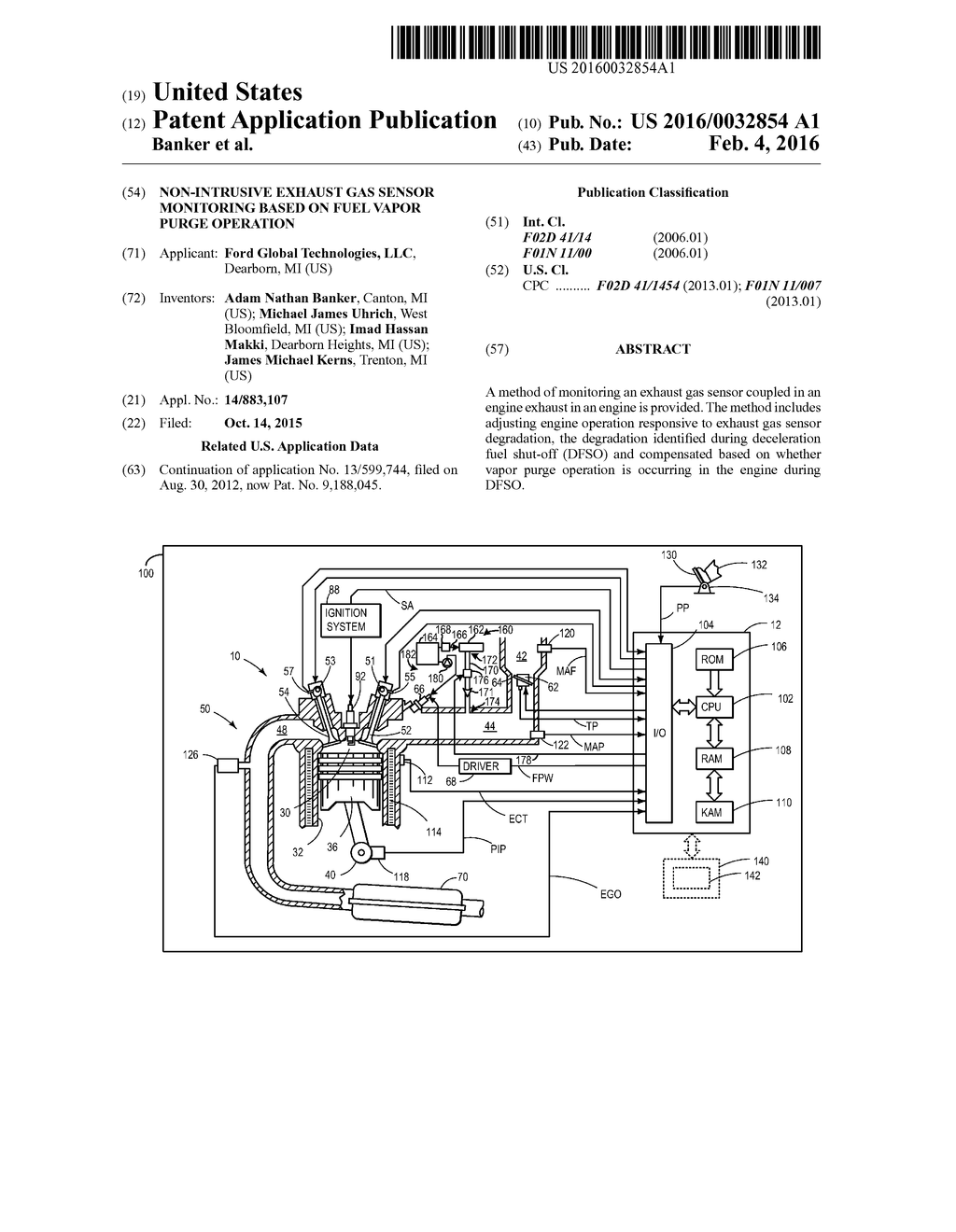 NON-INTRUSIVE EXHAUST GAS SENSOR MONITORING BASED ON FUEL VAPOR PURGE     OPERATION - diagram, schematic, and image 01