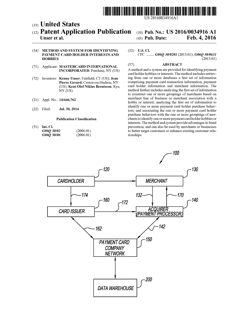 METHOD AND SYSTEM FOR IDENTIFYING PAYMENT CARD HOLDER INTERESTS AND     HOBBIES - diagram, schematic, and image 01