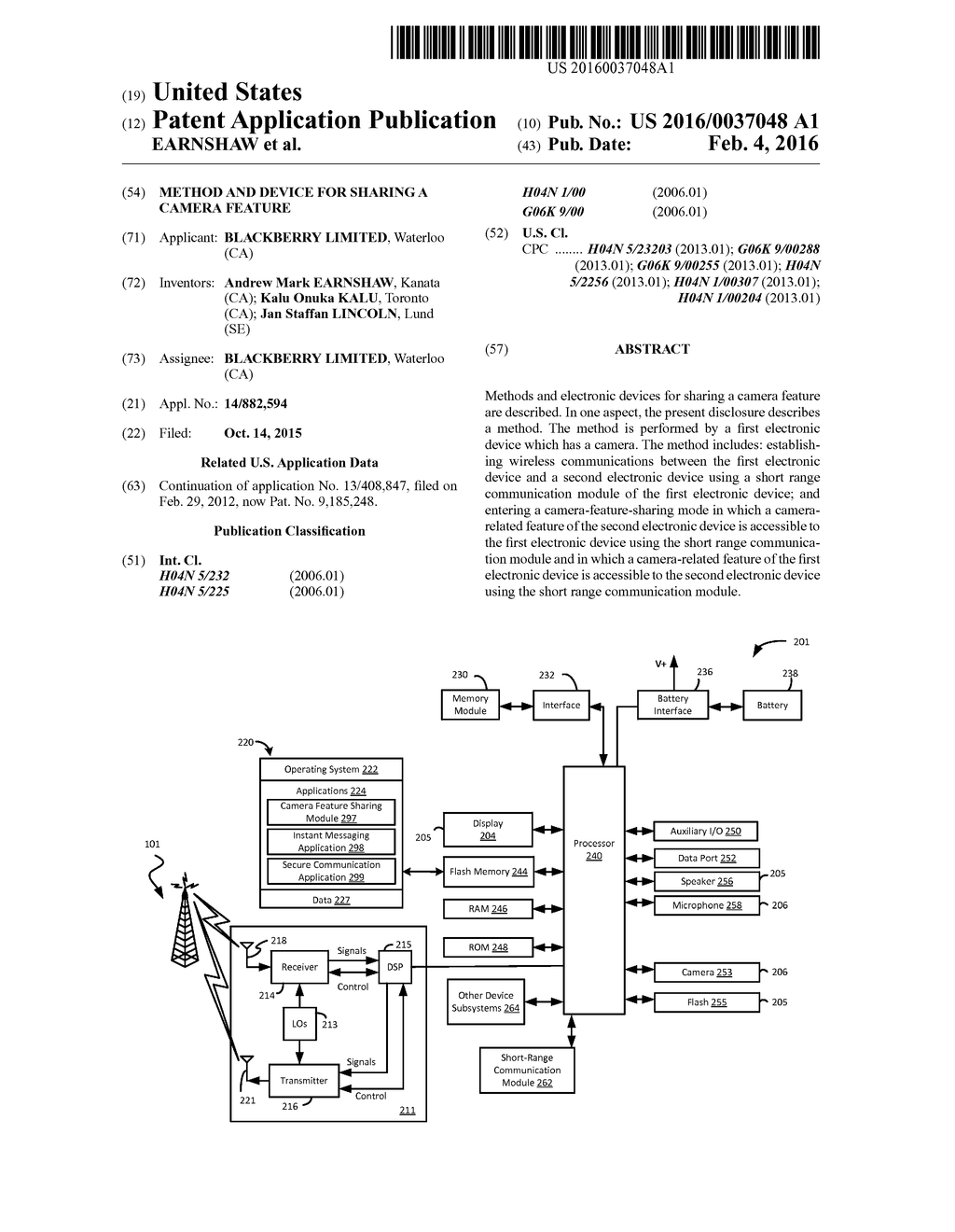 METHOD AND DEVICE FOR SHARING A CAMERA FEATURE - diagram, schematic, and image 01