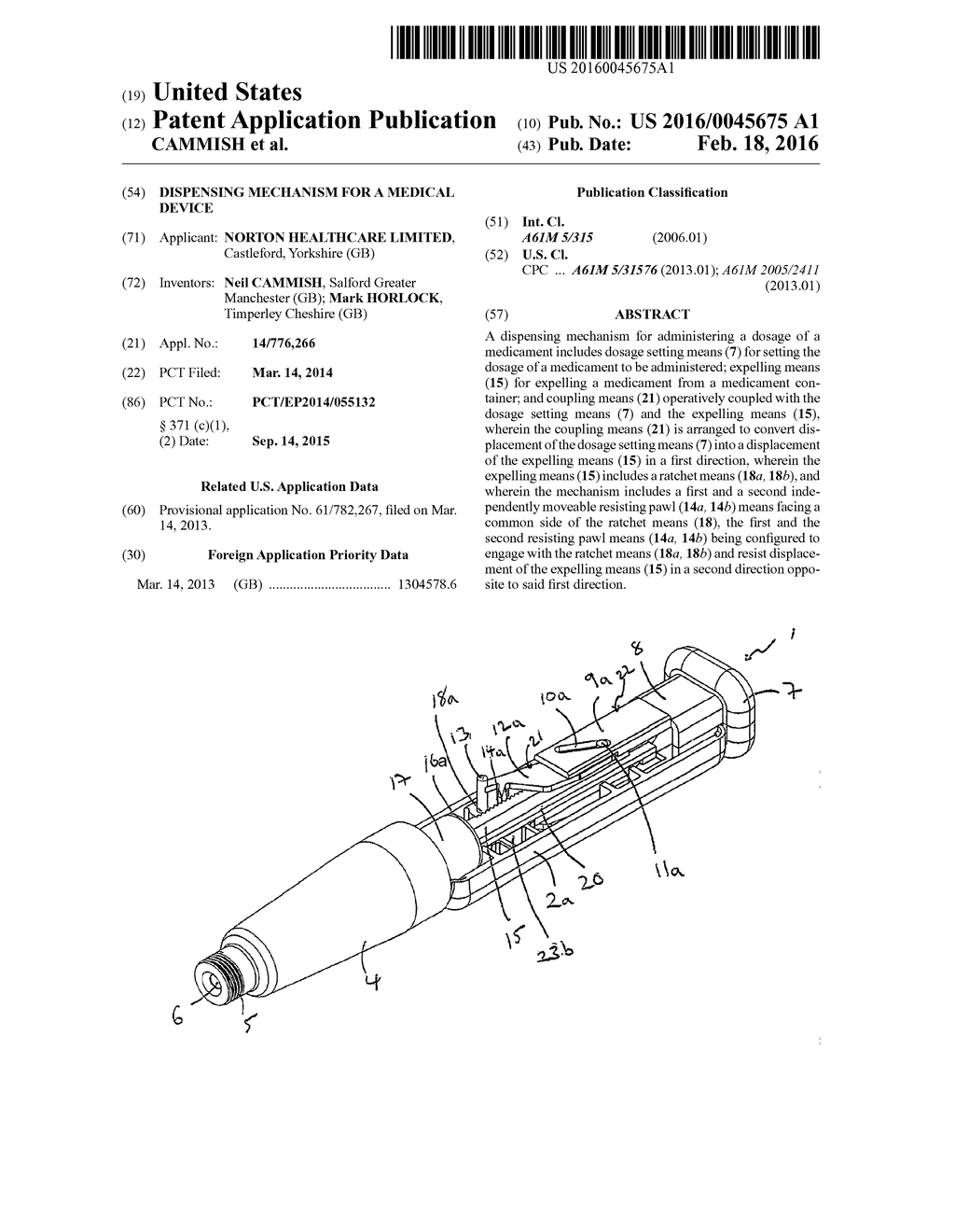 DISPENSING MECHANISM FOR A MEDICAL DEVICE - diagram, schematic, and image 01