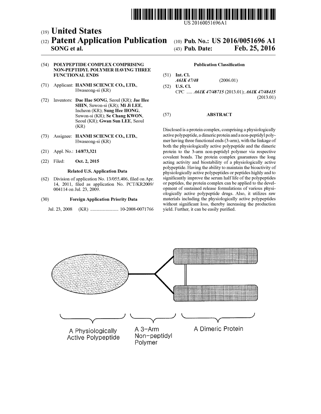 POLYPEPTIDE COMPLEX COMPRISING NON-PEPTIDYL POLYMER HAVING THREE     FUNCTIONAL ENDS - diagram, schematic, and image 01