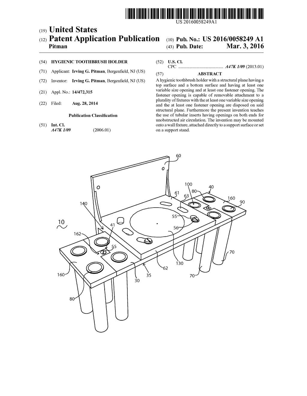 Hygienic Toothbrush Holder - diagram, schematic, and image 01