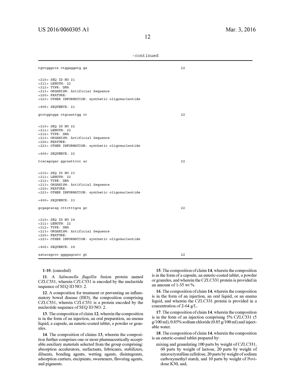 USE OF SALMONELLA FLAGELLIN DERIVATIVE IN PREPARATION OF DRUG FOR     PREVENTING AND TREATING INFLAMMATORY BOWEL DISEASES - diagram, schematic, and image 20