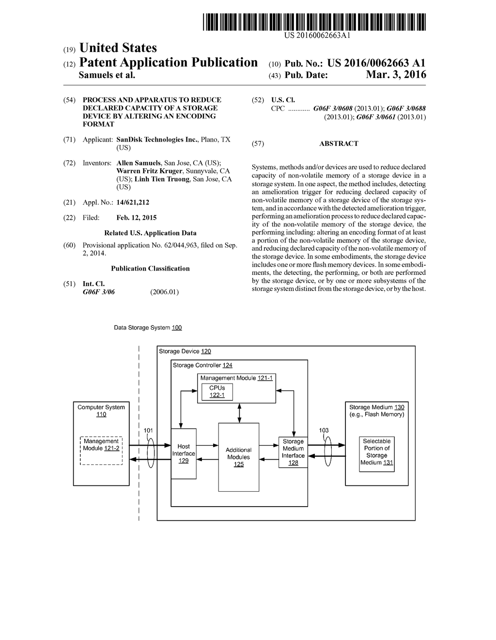 Process and Apparatus to Reduce Declared Capacity of a Storage Device by     Altering an Encoding Format - diagram, schematic, and image 01