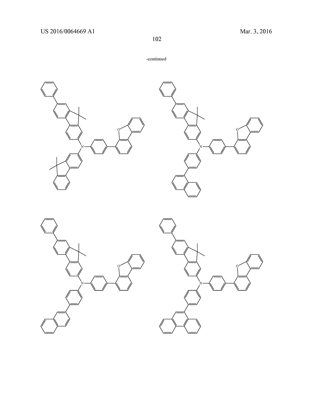 AROMATIC AMINE DERIVATIVES AND ORGANIC ELECTROLUMINESCENT ELEMENTS USING     SAME - diagram, schematic, and image 102