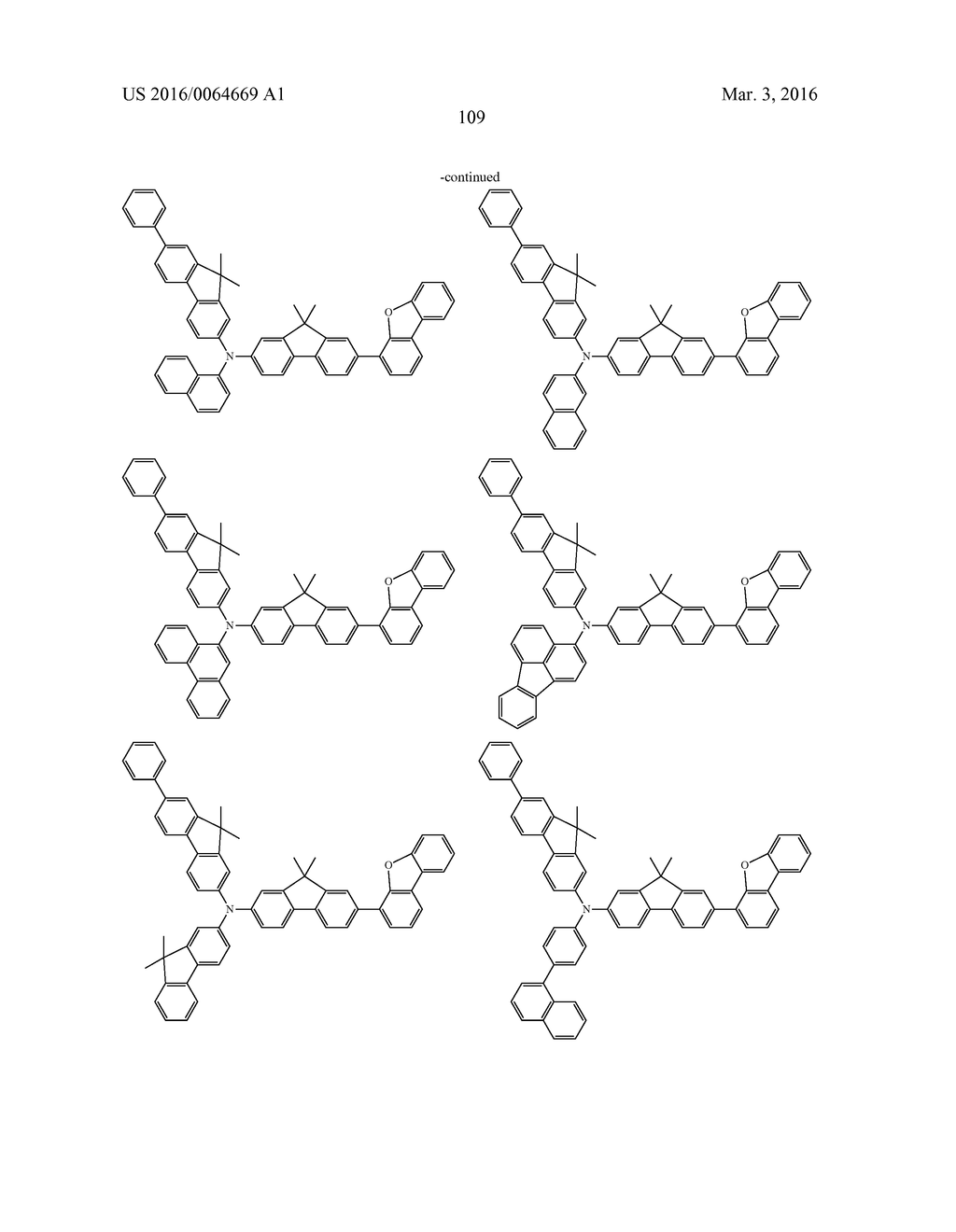 AROMATIC AMINE DERIVATIVES AND ORGANIC ELECTROLUMINESCENT ELEMENTS USING     SAME - diagram, schematic, and image 109