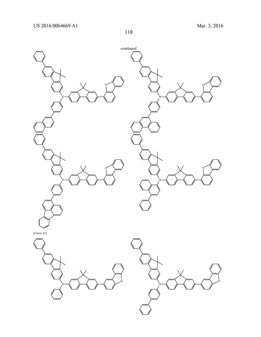 AROMATIC AMINE DERIVATIVES AND ORGANIC ELECTROLUMINESCENT ELEMENTS USING     SAME - diagram, schematic, and image 110