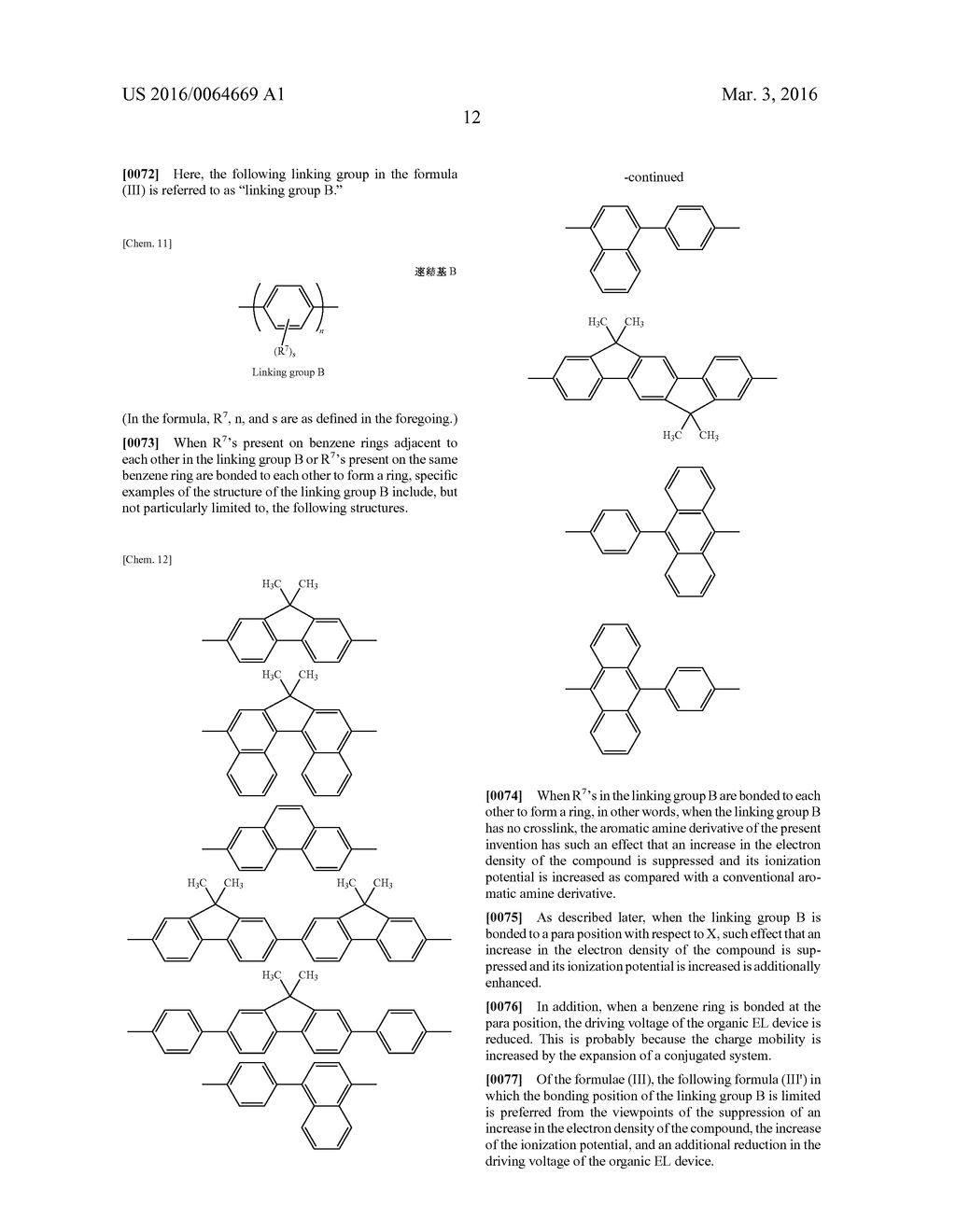 AROMATIC AMINE DERIVATIVES AND ORGANIC ELECTROLUMINESCENT ELEMENTS USING     SAME - diagram, schematic, and image 13