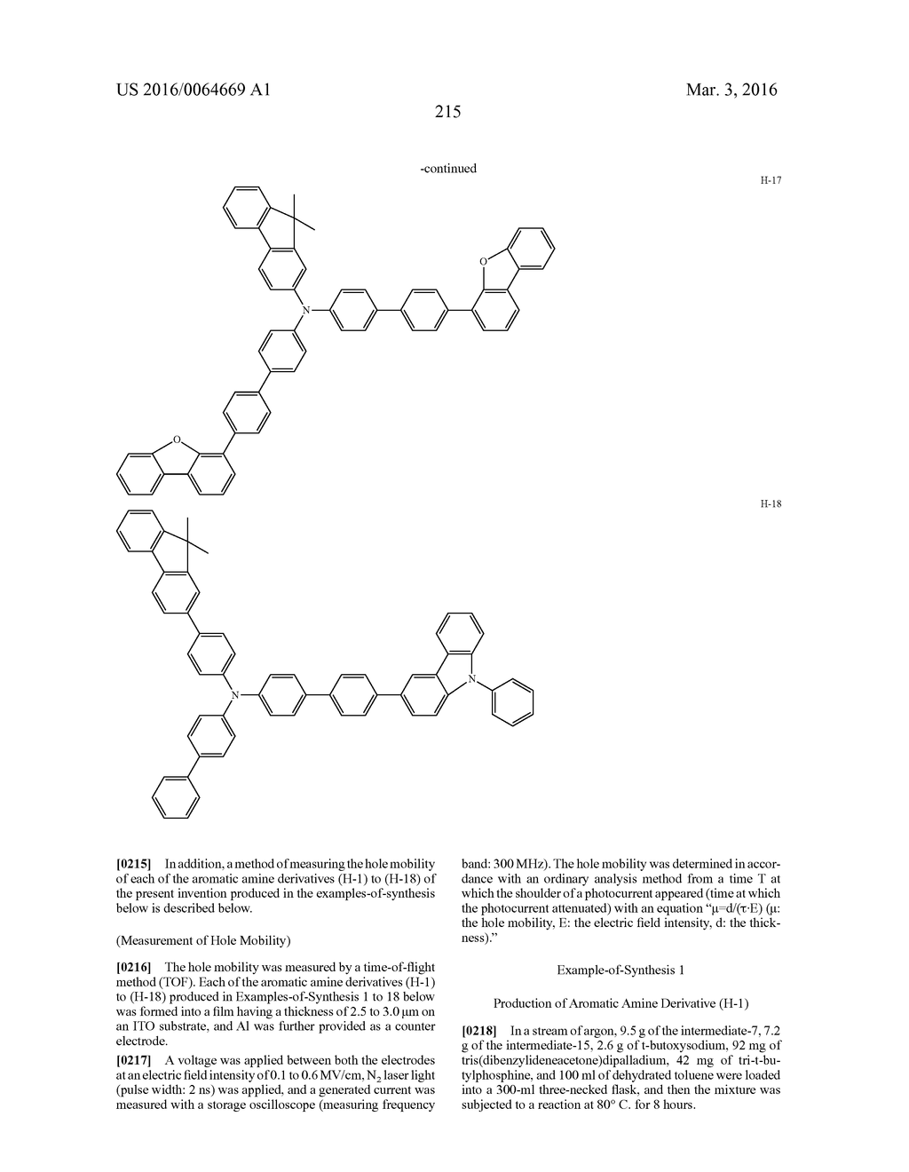 AROMATIC AMINE DERIVATIVES AND ORGANIC ELECTROLUMINESCENT ELEMENTS USING     SAME - diagram, schematic, and image 215