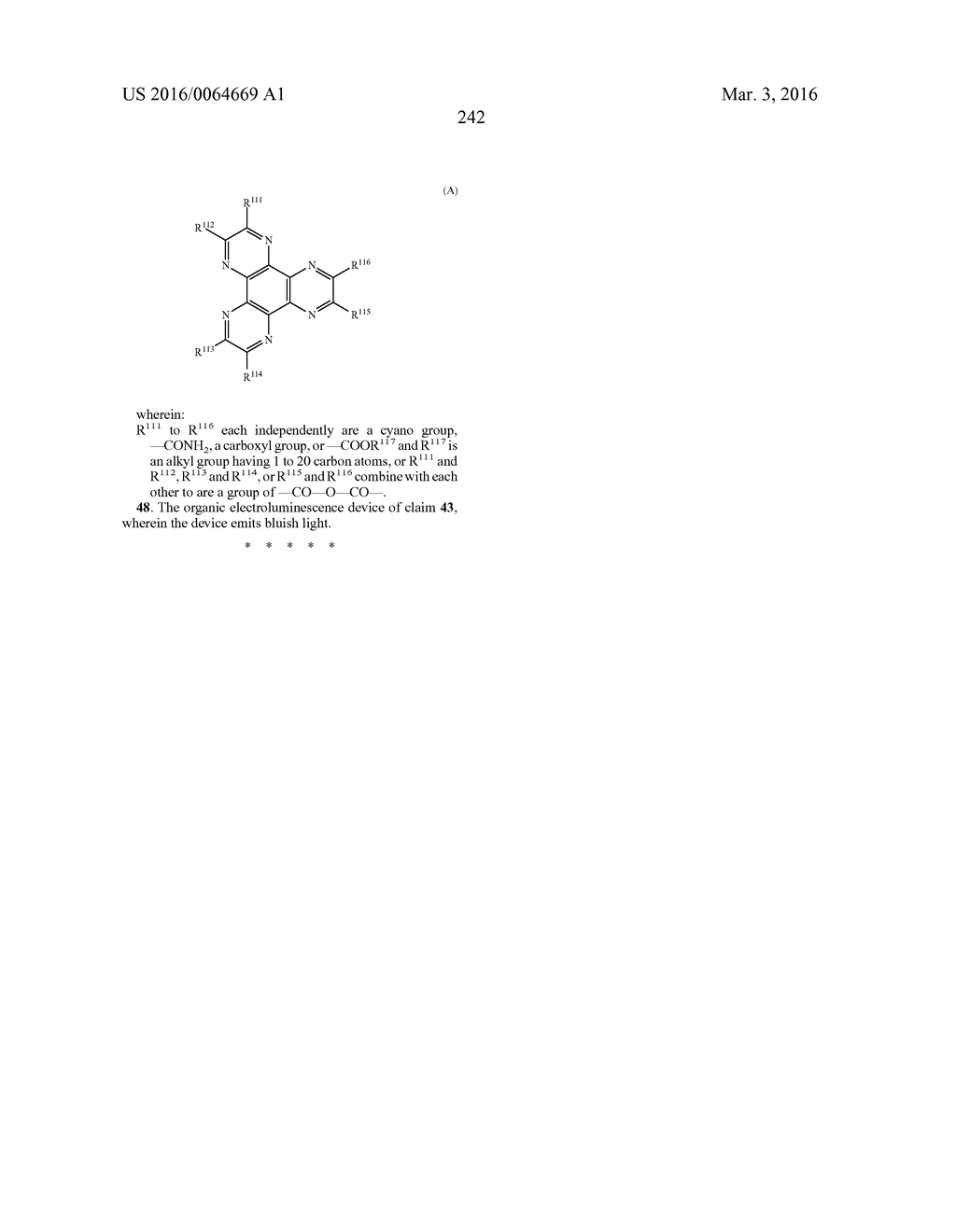 AROMATIC AMINE DERIVATIVES AND ORGANIC ELECTROLUMINESCENT ELEMENTS USING     SAME - diagram, schematic, and image 242