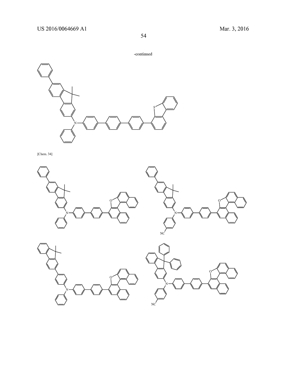 AROMATIC AMINE DERIVATIVES AND ORGANIC ELECTROLUMINESCENT ELEMENTS USING     SAME - diagram, schematic, and image 55