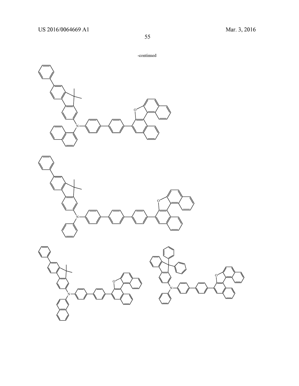 AROMATIC AMINE DERIVATIVES AND ORGANIC ELECTROLUMINESCENT ELEMENTS USING     SAME - diagram, schematic, and image 56