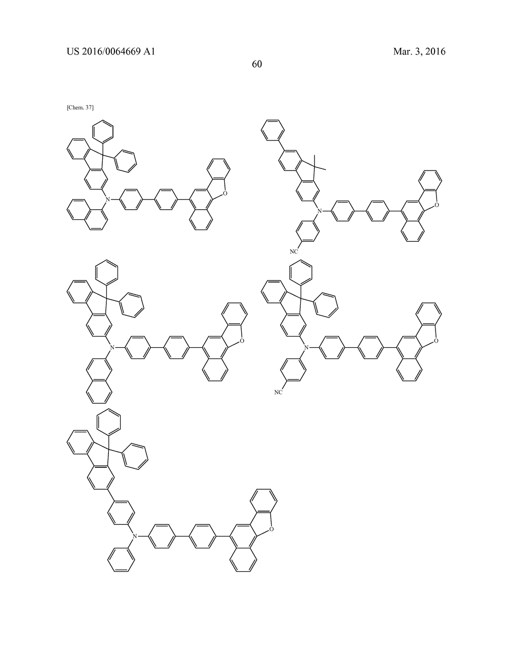 AROMATIC AMINE DERIVATIVES AND ORGANIC ELECTROLUMINESCENT ELEMENTS USING     SAME - diagram, schematic, and image 61