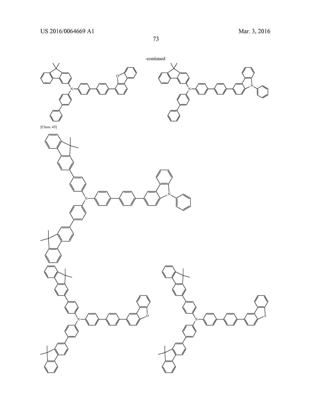 AROMATIC AMINE DERIVATIVES AND ORGANIC ELECTROLUMINESCENT ELEMENTS USING     SAME - diagram, schematic, and image 74