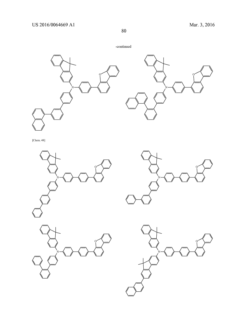 AROMATIC AMINE DERIVATIVES AND ORGANIC ELECTROLUMINESCENT ELEMENTS USING     SAME - diagram, schematic, and image 81