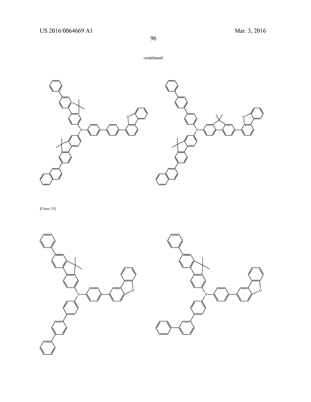 AROMATIC AMINE DERIVATIVES AND ORGANIC ELECTROLUMINESCENT ELEMENTS USING     SAME - diagram, schematic, and image 96