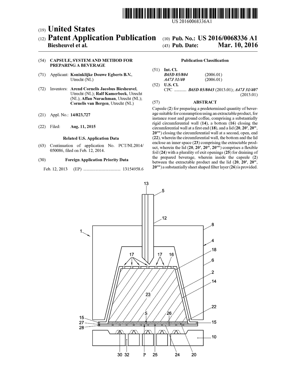 CAPSULE, SYSTEM AND METHOD FOR PREPARING A BEVERAGE - diagram, schematic, and image 01