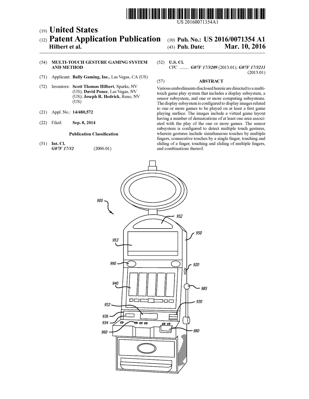 Multi-Touch Gesture Gaming System and Method - diagram, schematic, and image 01