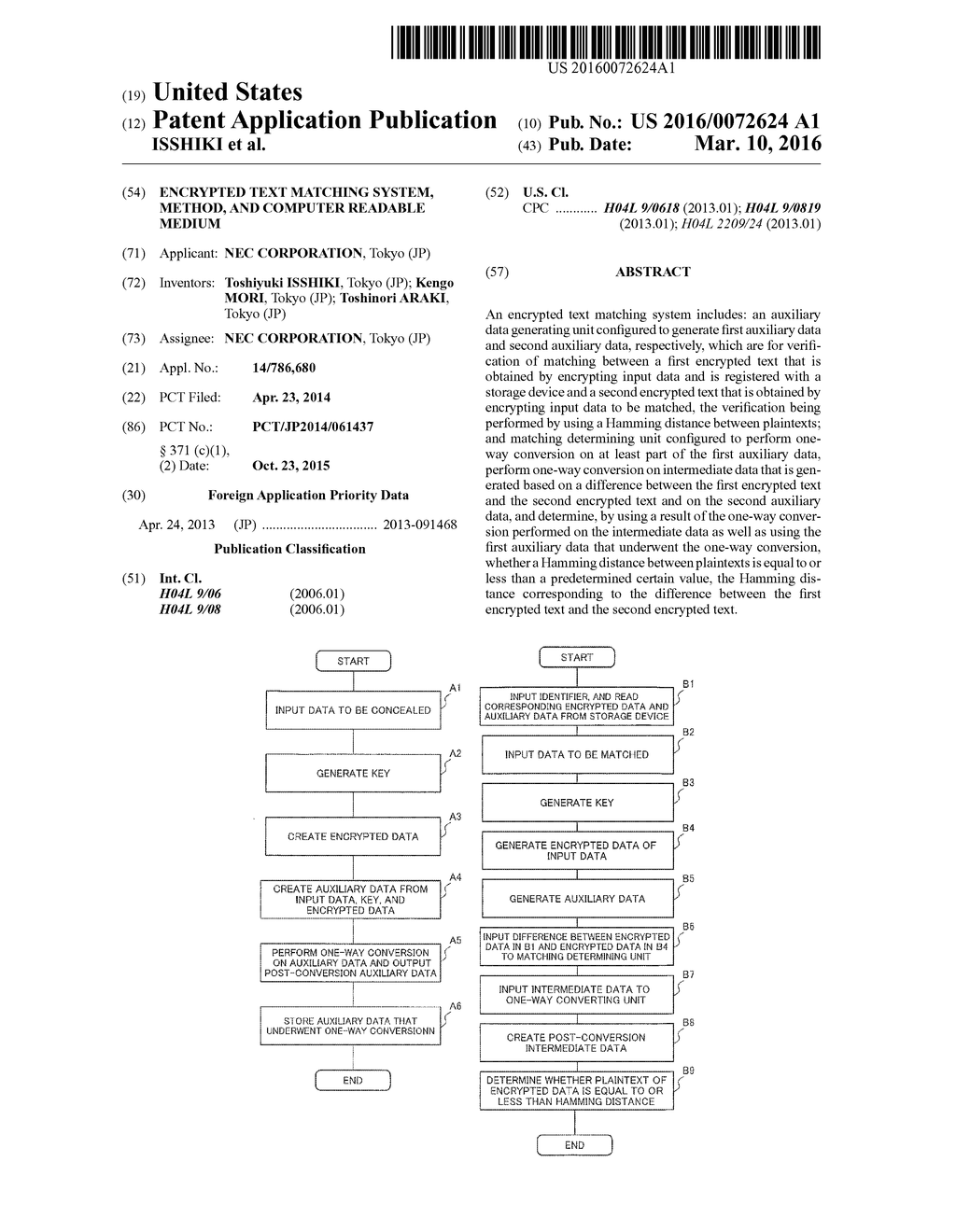 ENCRYPTED TEXT MATCHING SYSTEM, METHOD, AND COMPUTER READABLE MEDIUM - diagram, schematic, and image 01